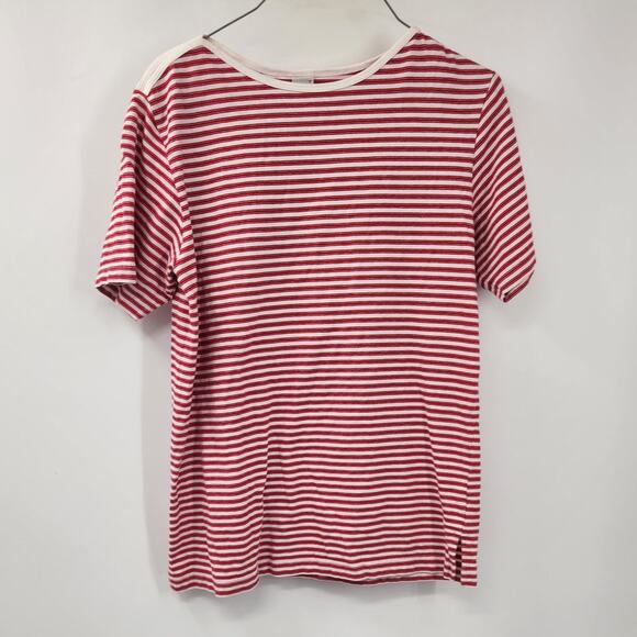Lands' End Red and White Striped Short Sleeve Top Womens Size Medium M - Picture 1 of 3